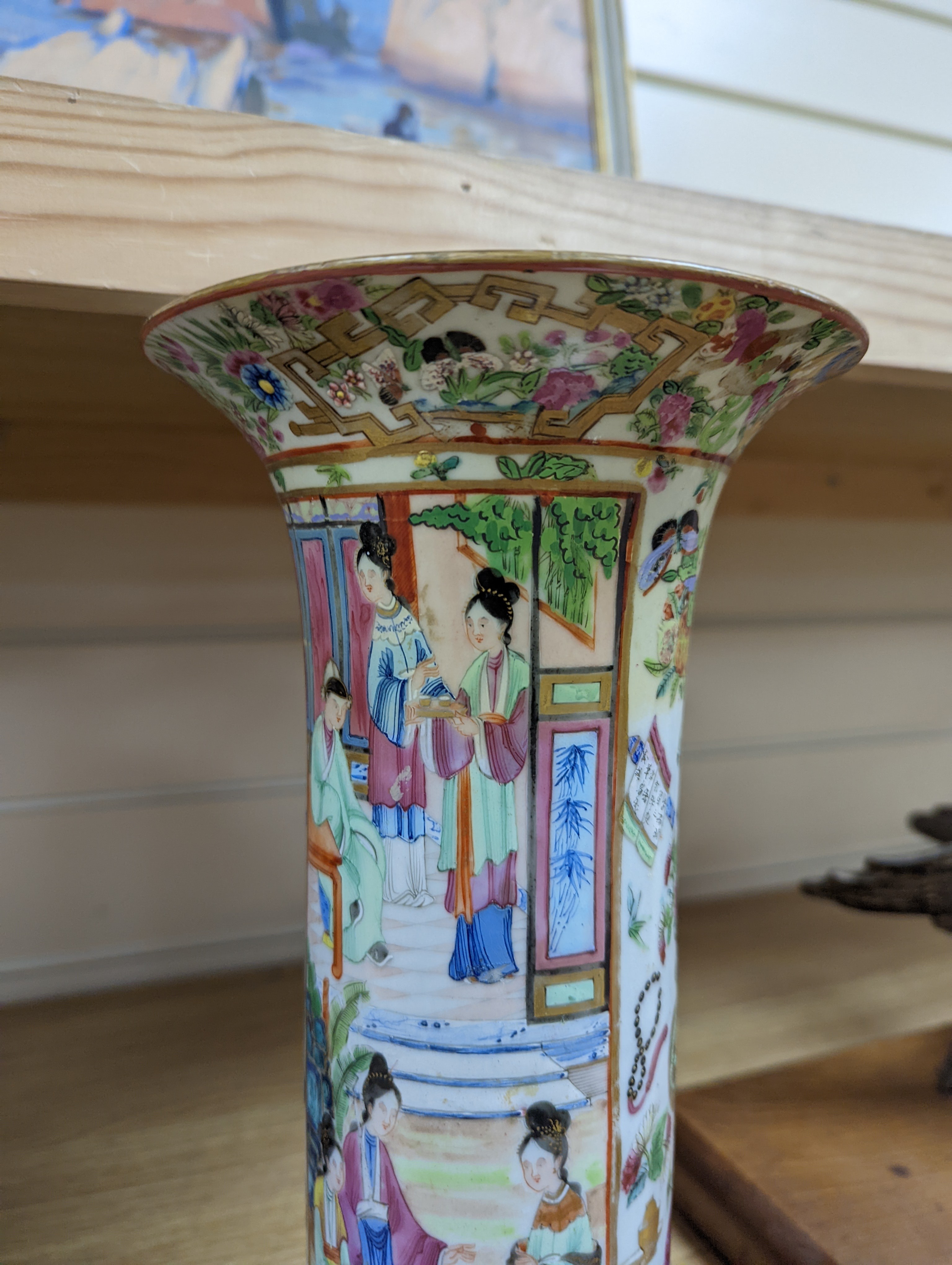 A Chinese famille rose cylindrical vase, 19th century, 31cm